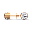 14K Rose Gold Side Arc Diamond Studs side profile view highlighting the architectural "Side Arc" basket and the secure high-polish post.