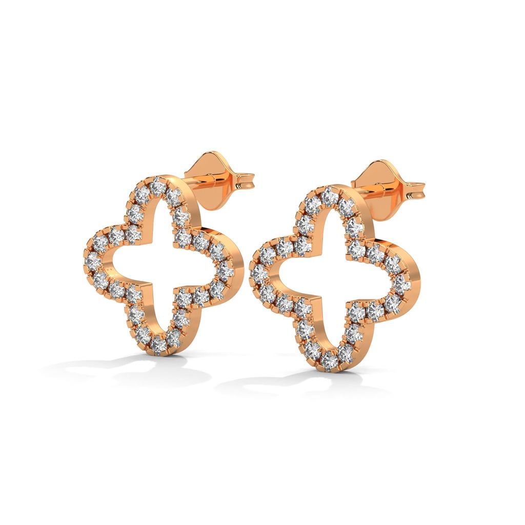 14K Rose Gold Celestial Tesoro studs front perspective view