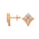14K Rose Gold Petal Loop Diamond Earring side profile view showing the earring post