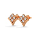 14K Rose Gold Petal Loop Diamond Earring front perspective view