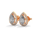 14K Rose Gold Pretty Halo Stud Earrings front perspective view showing the elegant pear-shaped diamond surrounded by a matching teardrop halo.