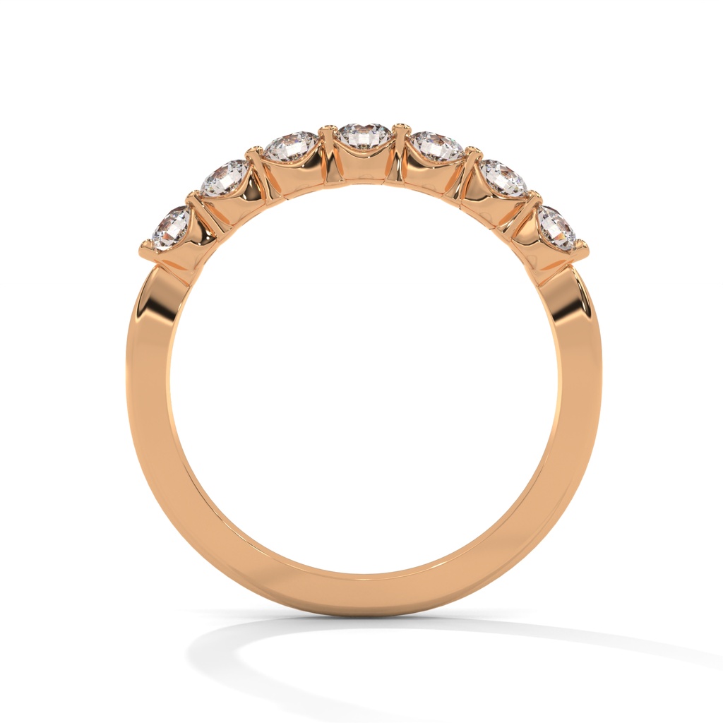 Rose Gold Half Eternity Seven Stone Diamond Ring side View