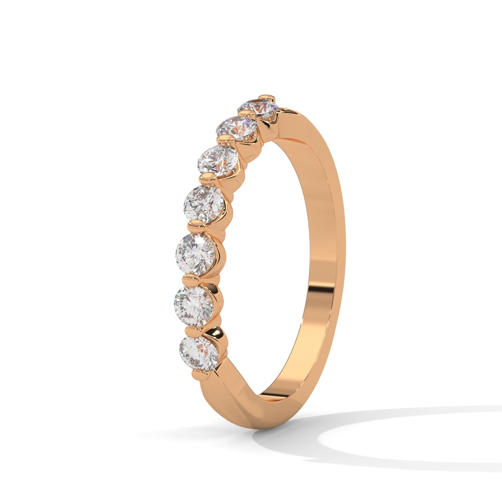 Rose Gold Half Eternity Seven Stone Diamond Ring Top Angle View
