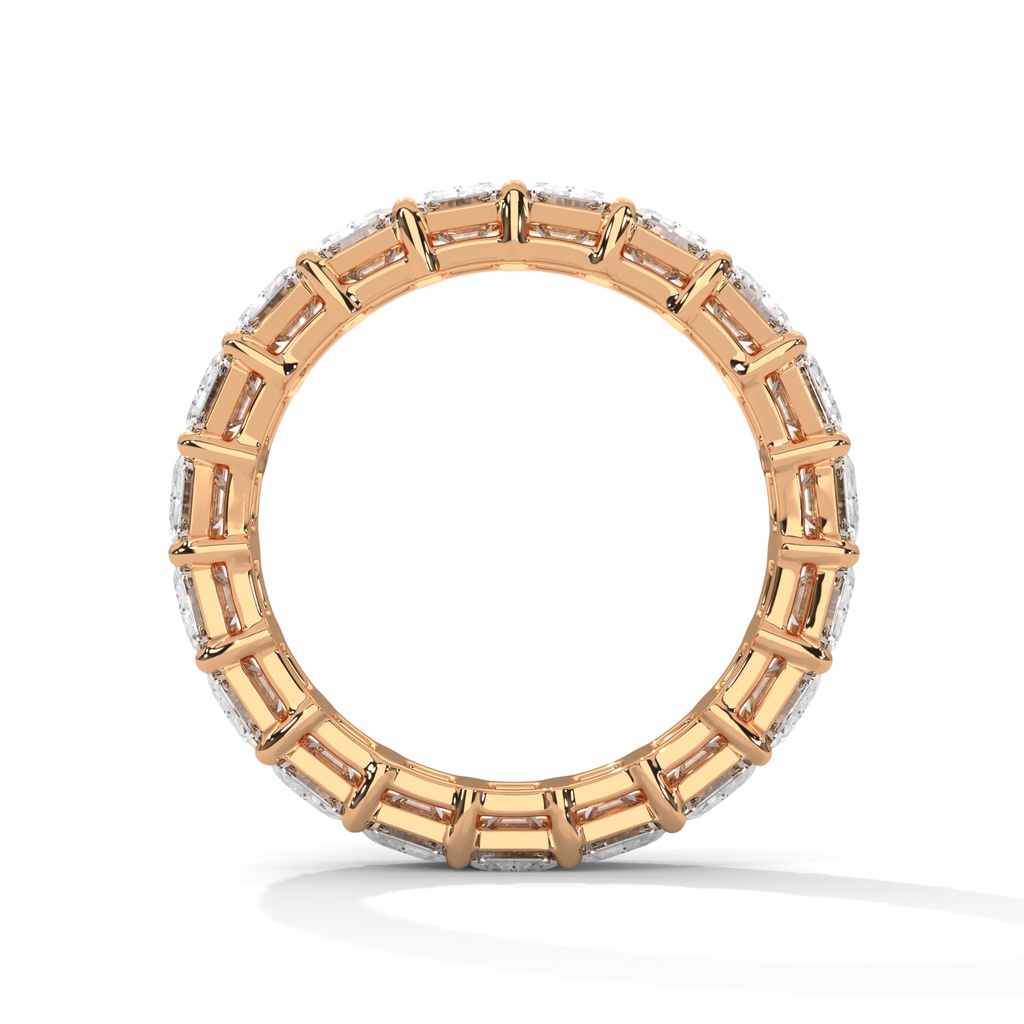 14K Rose Gold Emerald Eyrx Band Diamond Ring Side View