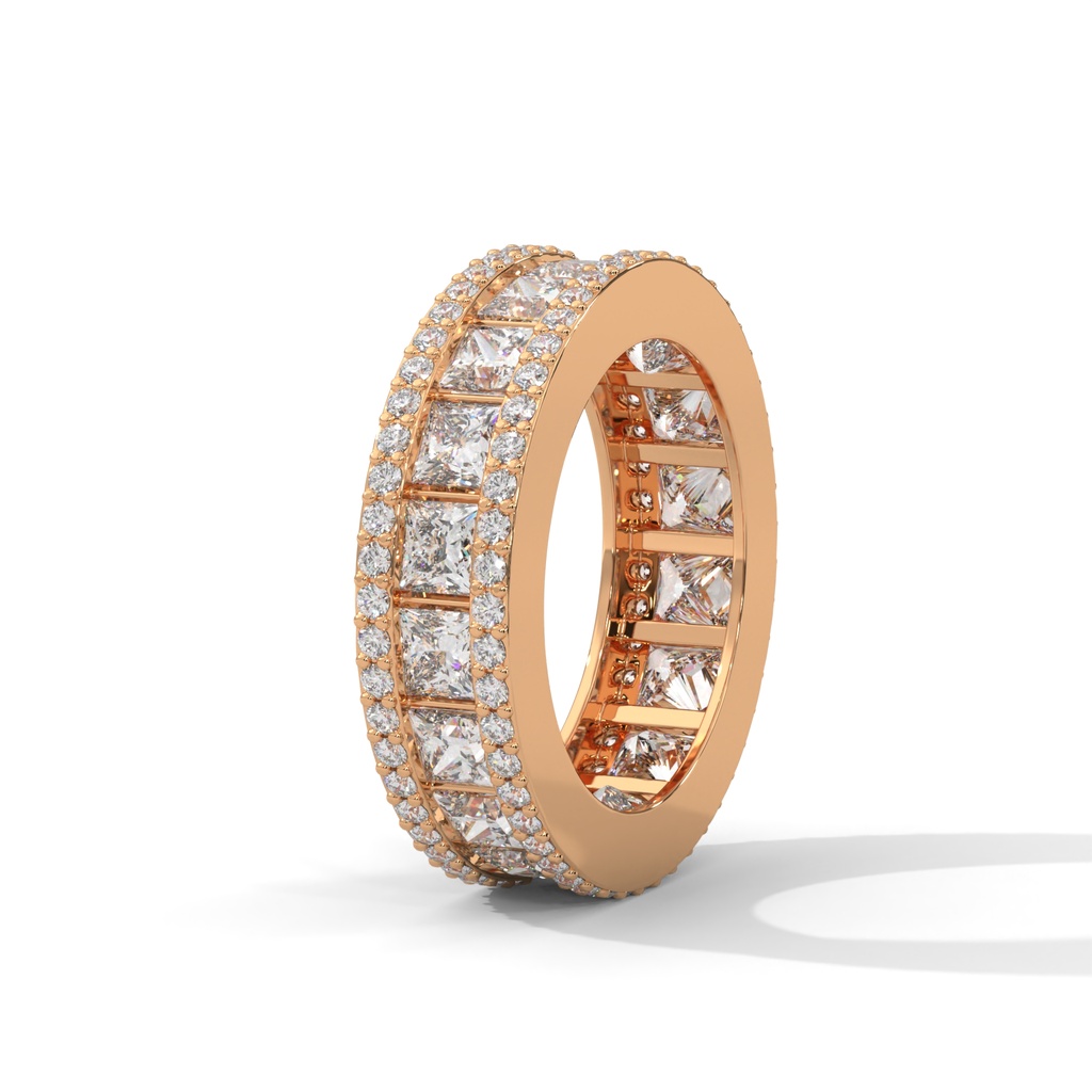 14K Rose Gold Crystal Tide Diamond Band Diamonds Setting view