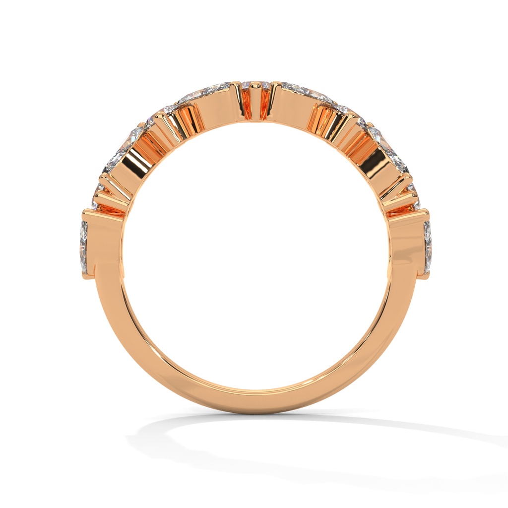 14k Rose Gold Celestial Cascade Diamond Ring Side View