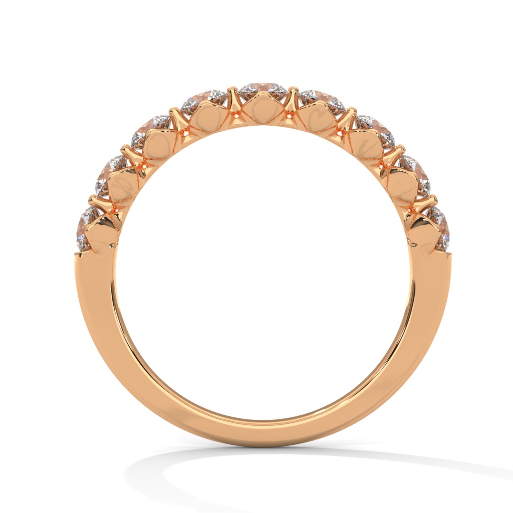 Rose Gold Luna Oval Diamond Ring Band side View