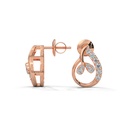 14K Rose Gold Classic Paisley Diamond Earring side profile view showing the earring post