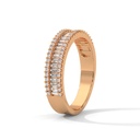 Rose Gold Bespoke Diamond Band Ring Top Angle view of tiny emerald and round diamond