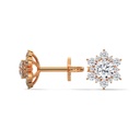 14K Rose Gold Bright Bellatrix Diamond Studs side profile view highlighting the secure post and the intricate radial setting