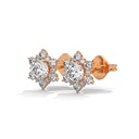 14K Rose Gold Bright Bellatrix Diamond Studs front perspective view showing the starburst halo diamond cluster