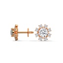 14K Rose Gold Siyana Whirl Studs side profile view highlighting the secure post and the layered, dimensional depth of the floral setting.