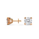 Side profile view of the 14K Rose Gold Solitaire, highlighting the elegant open-basket design that allows maximum light to pass through the single diamond for peak brilliance.