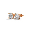 14K Rose Gold Solitaire Diamond Earring front perspective, featuring a single, brilliant round-cut diamond in a classic and secure four-prong setting.