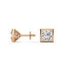 14K Rose Gold Boxed Diamond Earrings side profile view highlighting the secure post and the "boxed" geometric setting