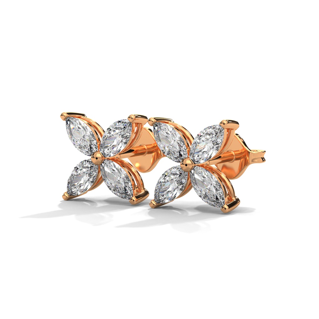 14K Rose Gold Alexis Diamond Earrings front perspective view