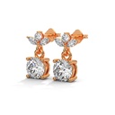 14K Rose Gold Peora Diamond Earrings front perspective view showing the round diamond drop with a marquise cluster top
