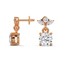 14K Rose Gold Peora Diamond Earrings side profile view highlighting the secure post and the elegant dangle connection