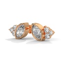 14K Rose Gold Sterling Oval Diamond Earrings front perspective view