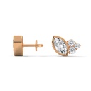 14K Rose Gold Sterling Oval Diamond Earrings side profile view showing the earring post