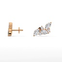 14K Rose Gold Flora Diamond Earring side profile view showing the earring post