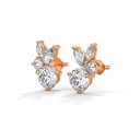 14K Rose Gold Sterling Silver Cirque Diamond Earrings front perspective view showing the cluster of marquise and round diamonds