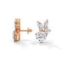 14K Rose Gold Sterling Silver Cirque Diamond Earrings side profile view highlighting the earring post and secure setting