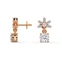 14K Rose Gold Bugget Tangling Round Earrings side profile view showing the earring post and dangle detail