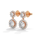 14K Rose Gold Pearls Dazzling Cubic Diamond Earrings front perspective, showing the two-tier stacked diamond clusters that combine to create a sophisticated drop silhouette.