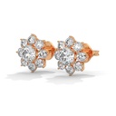 14K Rose Gold Supernova Diamond Earrings front perspective, featuring a brilliant starburst cluster of marquise and round diamonds that create a high-impact "supernova" effect.