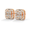 14K Rose Gold Ariana Petite Diamond Earrings front perspective view showing a sophisticated rectangular cluster of diamonds with a structured, architectural feel.