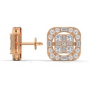 14K Rose Gold Ariana Petite Diamond Earrings side profile view highlighting the secure post and the multi-layered "petite" basket setting.