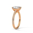 14K Rose Gold Emerald Cut Diamond Ring Pave diamodn setting view