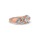 14k Rose Gold Multi -Stone Diamond Band Ring Other Angle Diamonds Setting View