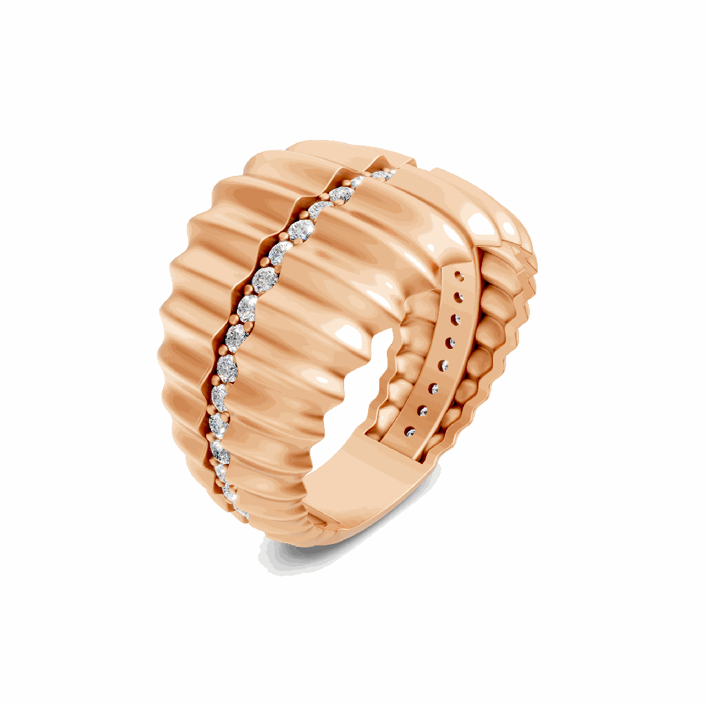 14k rose gold Rosewave Diamond Band Top Side diamond view