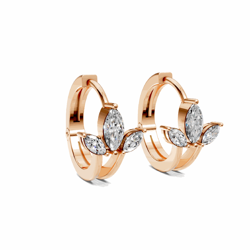 14K Rose Gold Petal Spark Hoops front perspective view