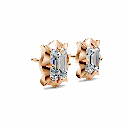 14K Rose Gold Apex Diamond Studs side profile view highlighting the height of the diamond cluster