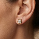14K Rose Gold Apex Diamond Studs worn on a model's ear to show size and sparkle