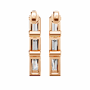 : 14K Rose Gold Prism Drop Earrings top-down view showing the alignment of the rectangular clusters