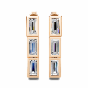14K Rose Gold Prism Drop Earrings front view showing the triple stacked baguette diamond design