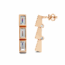 14K Rose Gold Prism Drop Earrings back and side view showing the secure post and setting depth