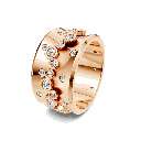 14K Rose Gold Celestial Orbit Ring side View of diamodns setting