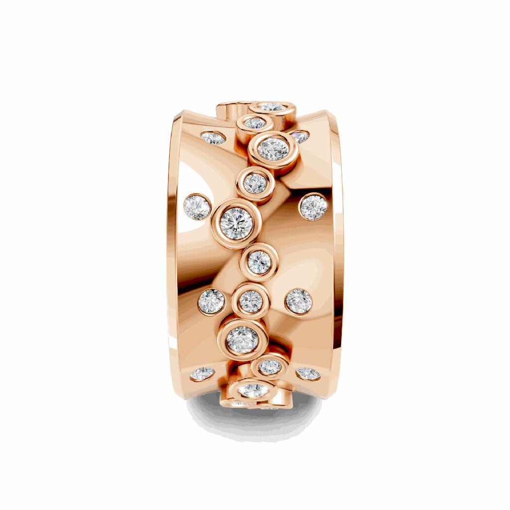 14K Rose Gold Celestial Orbit Ring front view