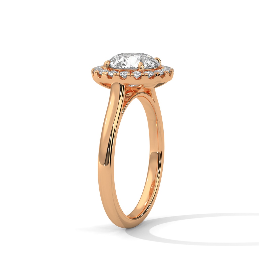 14K Rose Gold Aurelia Round Diamond Ring Top side Diamond setting view