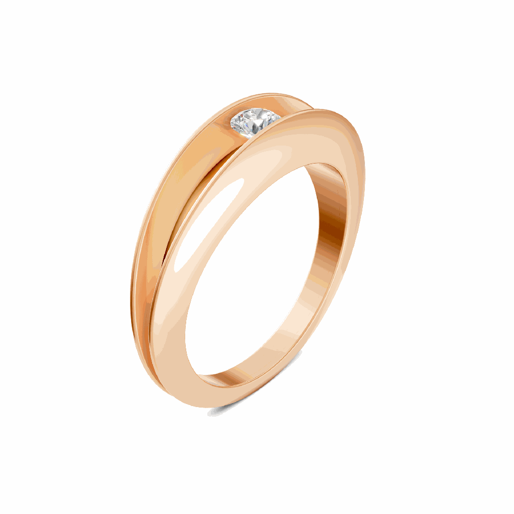 14k Rose Gold Aura Solitaire Band Top Diamond view