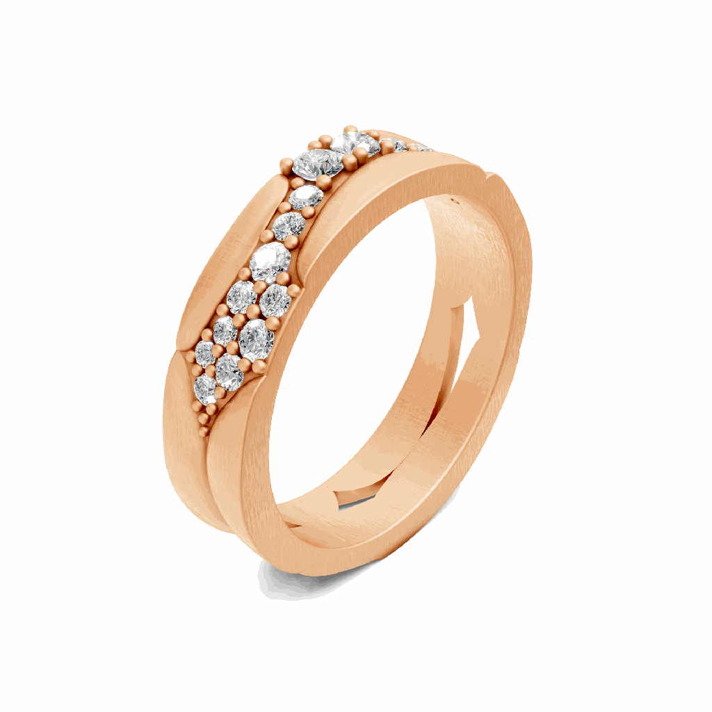 14k Rose Gold Aurora Wave Band Top Side Angle View