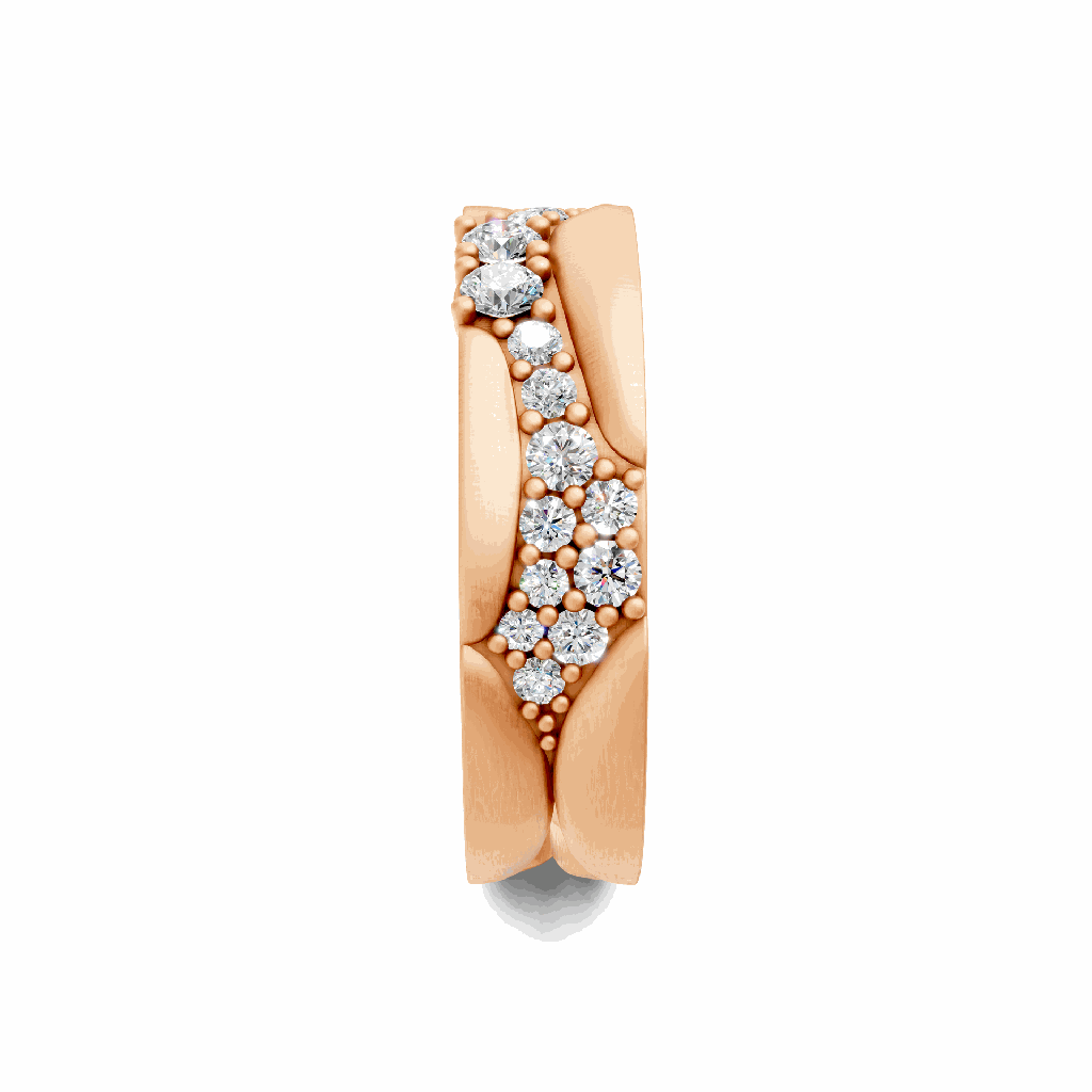 14k Rose Gold Aurora Wave Band Diamond Look