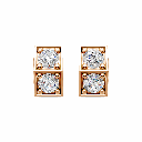 14K Rose Gold Nova Twin Studs front view showing the dual square-set diamond design