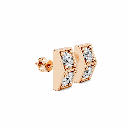 14K Rose Gold Nova Twin Studs side perspective view highlighting the curved setting and earring post