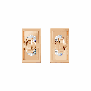 14K Rose Gold Nova Twin Studs top-down view showing the rectangular diamond clusters